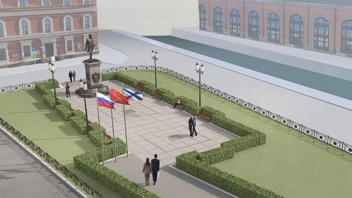 Площадь с памятником Ф.Ф. Ушакову